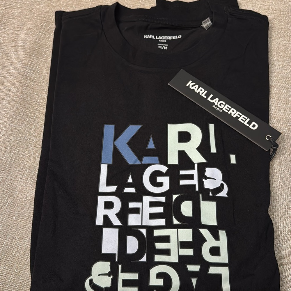 Karl Lagerfeld Paris Men’s / Black Graphic Logo T-SHIRT / NWT - Picture 3 of 11